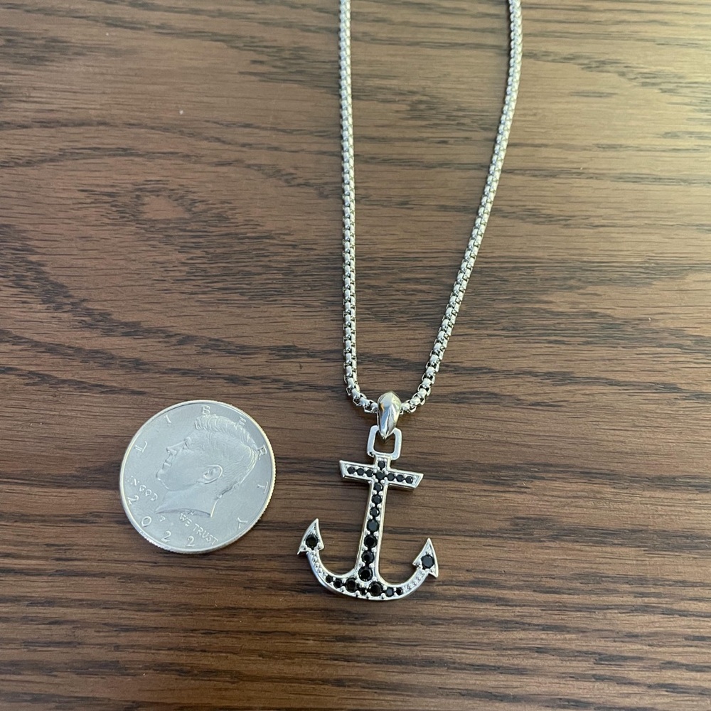 DAVID YURMAN MARITIME® ANCHOR AMULET NECKLACE WITH PAVÉ BLACK DIAMONDS